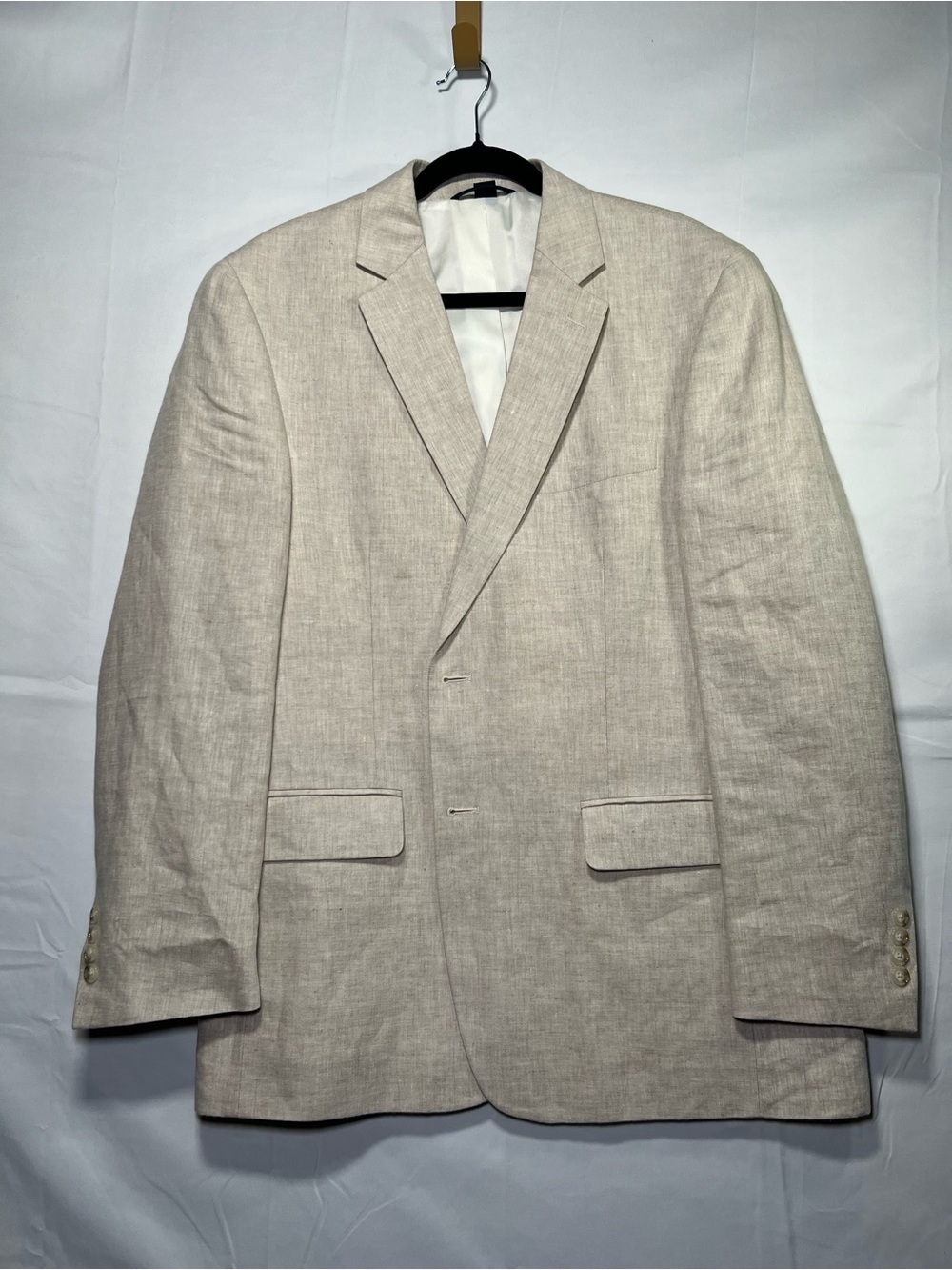 Haspel 100% Linen Beige Two Button Sport Coat Blazer 42R